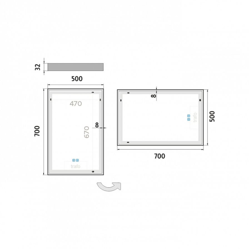 NIMCO ZP 13001VX - затемнюване LED-дзеркало для ванної з підсвічуванням LED/35W/230V 3000-6500K 70x50 см IP44
