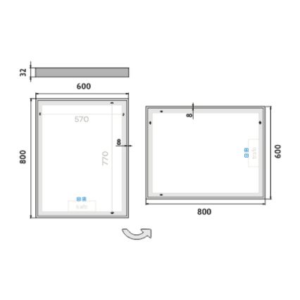 NIMCO ZP 13002VX - LED-дзеркало для ванної кімнати з підсвіткою та регульованою яскравістю LED/41W/230V 3000-6500K 80x60 cm IP44