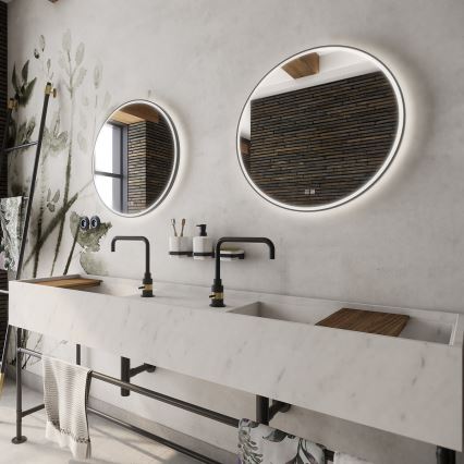 NIMCO ZPC 28000RVX-90 - Світлодіодне дзеркало для ванної з регулюванням яскравості та підсвічуванням LED/26W/230V 3000-6500K діаметр 60 см матова чорна IP44