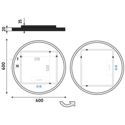 NIMCO ZPC 28000RVX-90 - Світлодіодне дзеркало для ванної з регулюванням яскравості та підсвічуванням LED/26W/230V 3000-6500K діаметр 60 см матова чорна IP44