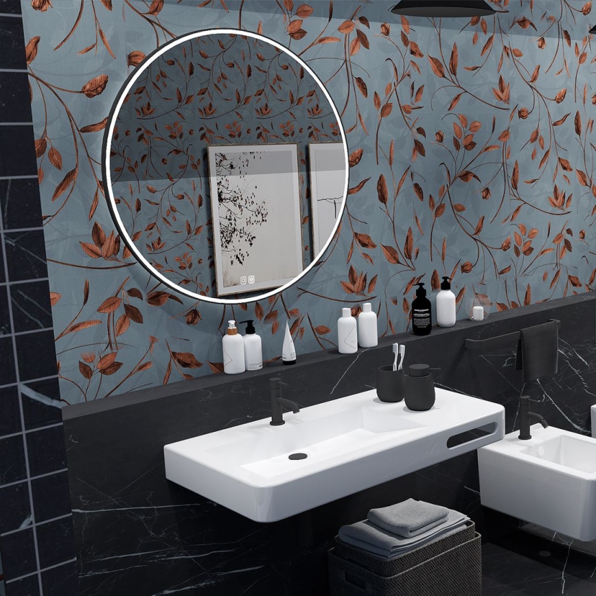 NIMCO ZPC 28001RVX-90 - Диммируемое LED-зеркало для ванной с подсветкой, 33 Вт, 230 В, 3000–6500 К, диаметр 70 см, матовый черный, IP44