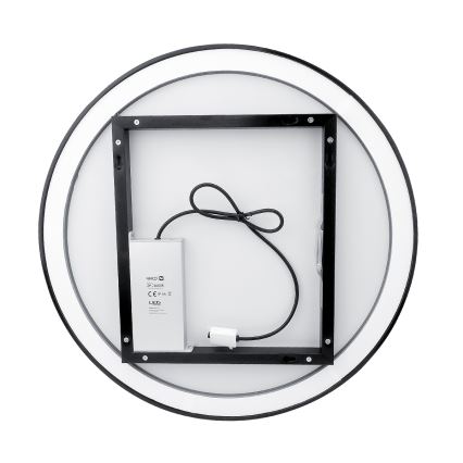 NIMCO ZPC 28001RVX-90 - Диммируемое LED-зеркало для ванной с подсветкой, 33 Вт, 230 В, 3000–6500 К, диаметр 70 см, матовый черный, IP44
