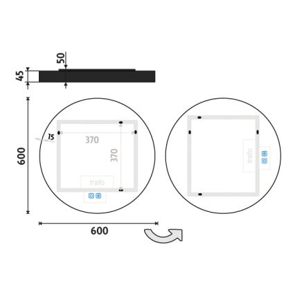 NIMCO ZPC 31000RVX-90 - Дзеркало для ванної з LED підсвіткою та регулюванням яскравості LED/20W/230V 3000-6500K діаметр 60 см матовий чорний IP44