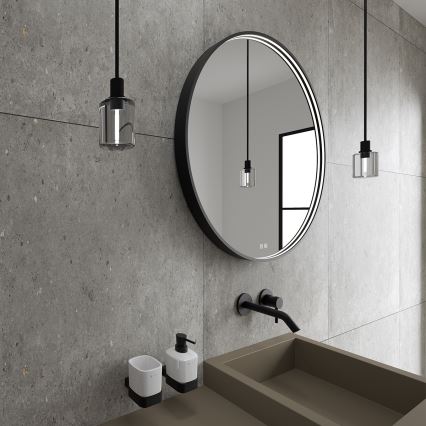 NIMCO ZPC 31000RVX-90 - диммируемое LED-зеркало с подсветкой для ванной LED/20 Вт/230 В 3000–6500 К Ø 60 см матовый черный IP44