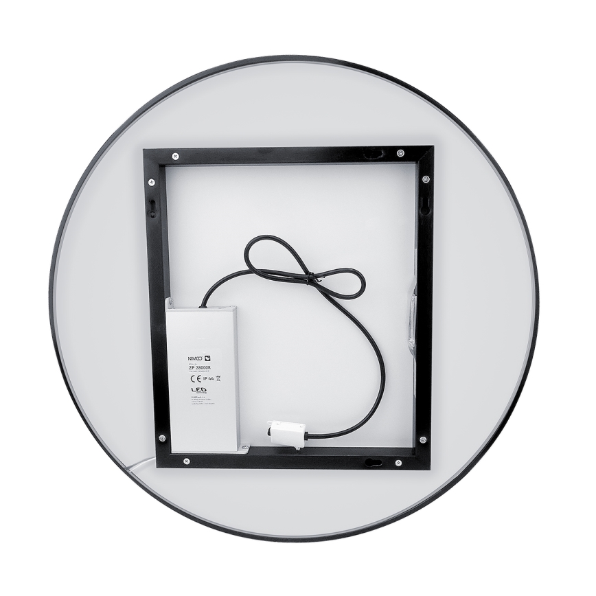 NIMCO ZPC 31000RVX-90 - диммируемое LED-зеркало с подсветкой для ванной LED/20 Вт/230 В 3000–6500 К Ø 60 см матовый черный IP44