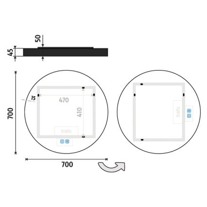 NIMCO ZPC 31001RVX-90 - Дзеркало для ванної з LED підсвіткою та регулюванням яскравості LED/22W/230V 3000-6500K діаметр 70 см матовий чорний IP44