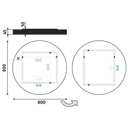 NIMCO ZPC 31002RVX-90 - Дзеркало для ванної з LED підсвіткою та регулюванням яскравості LED/26W/230V 3000-6500K діаметр 80 см матовий чорний IP44