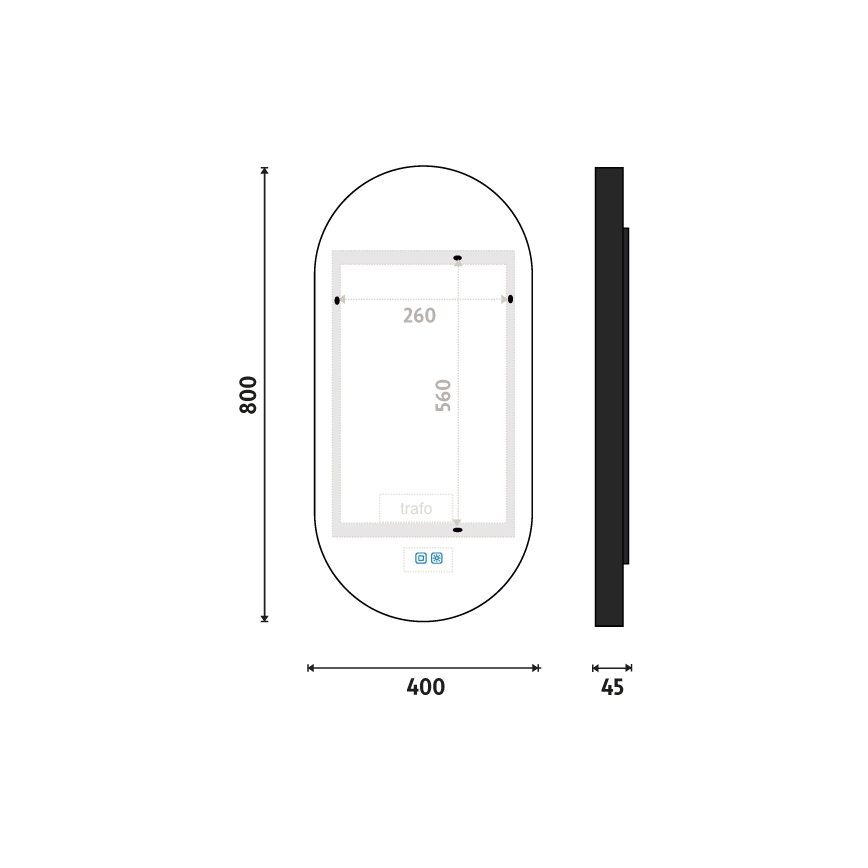 NIMCO ZPC 32002LVX-90 - Дзеркало для ванної з LED підсвіткою та регулюванням яскравості LED/25W/230V 3000-6500K 80x40 см матовий чорний  IP44