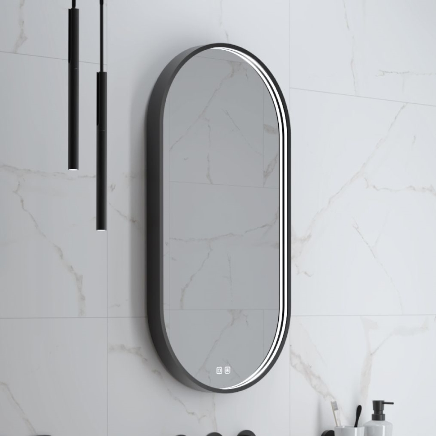 NIMCO ZPC 32002LVX-90 - LED дзеркало для ванної кімнати з підсвічуванням і регульованою яскравістю LED/25W/230V 3000-6500K 80x40 см матове чорне IP44