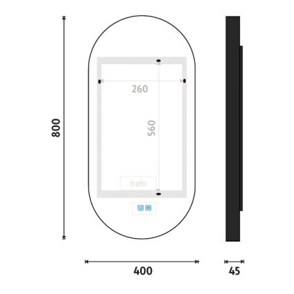 NIMCO ZPC 32002LVX-90 - LED дзеркало для ванної кімнати з підсвічуванням і регульованою яскравістю LED/25W/230V 3000-6500K 80x40 см матове чорне IP44