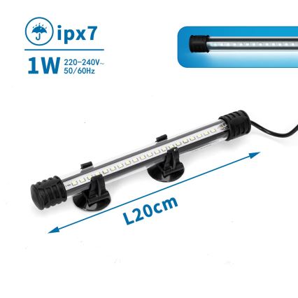 Nobleza - LED Освітлення акваріума LED/1W/230V IPX7 20 см
