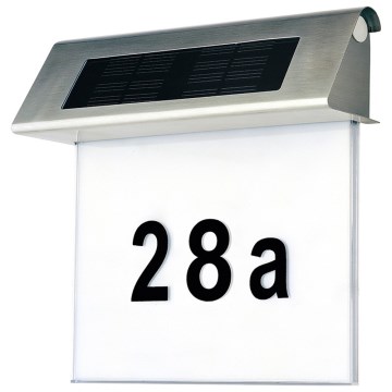 Номер дома со светодиодной подсветкой на солнечной батарее LED/2x0,07W/2,4V 1200 mAh IP44