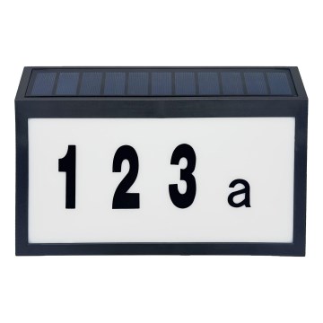 Номер дома со светодиодной подсветкой на солнечной батарее NUMERO LED/3,7V 6000K 1200 mAh IP44 черный