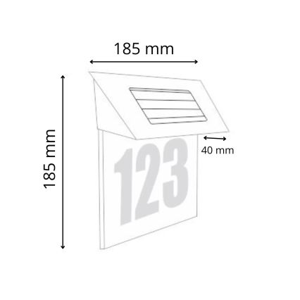 Номер дома со светодиодной подсветкой на солнечной батарее LED/1,2V 200 mAh IP44
