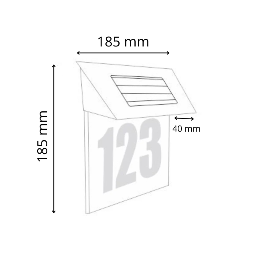 Номер дома со светодиодной подсветкой на солнечной батарее LED/1,2V 200 mAh IP44