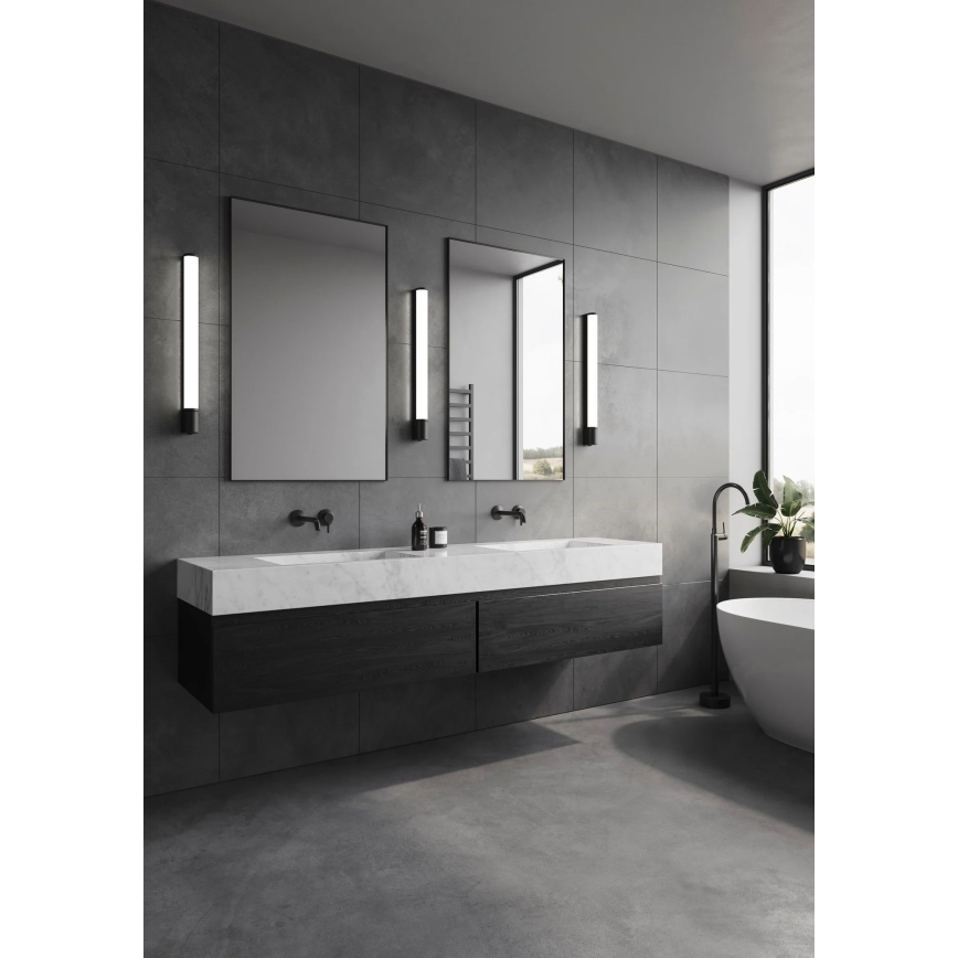 Nordlux - Светильник для зеркала в ванной с розеткой MALAIKA LED/15W/230V IP44 68,4cm чёрный