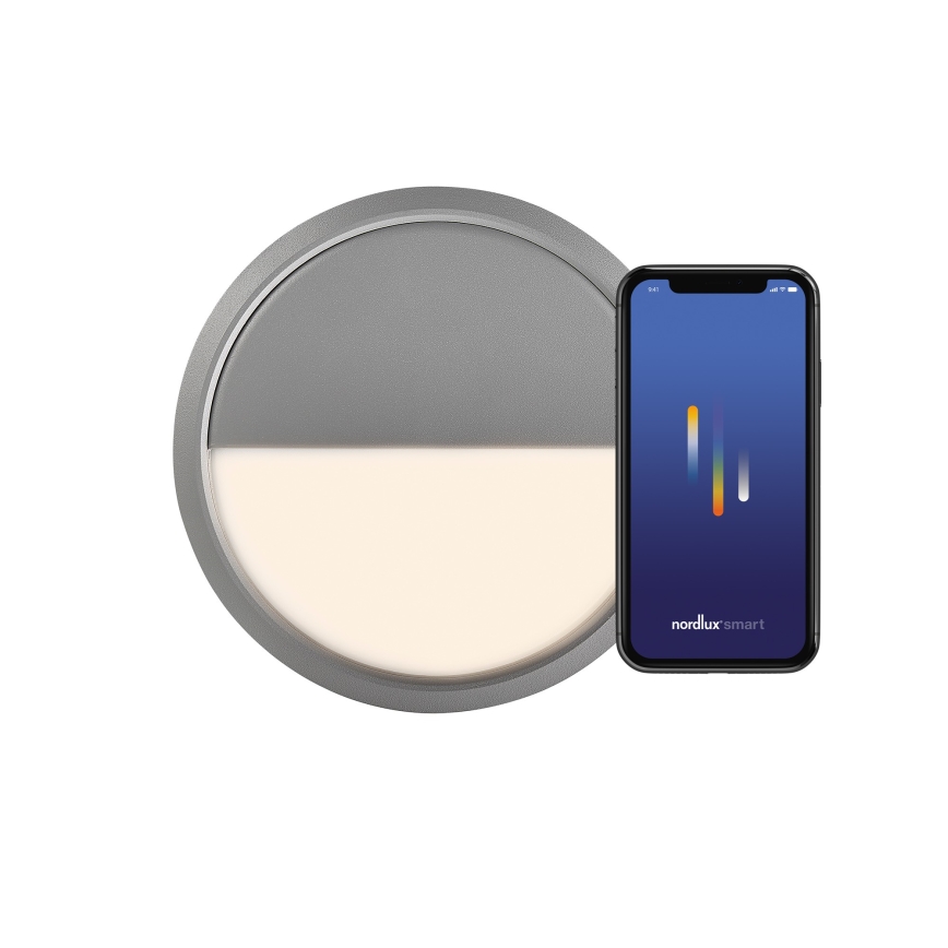 Nordlux - LED Вуличний настінний світильник з регулюванням яскравості AVA SMART LED/9,5W/230V 2700K IP54 сірий