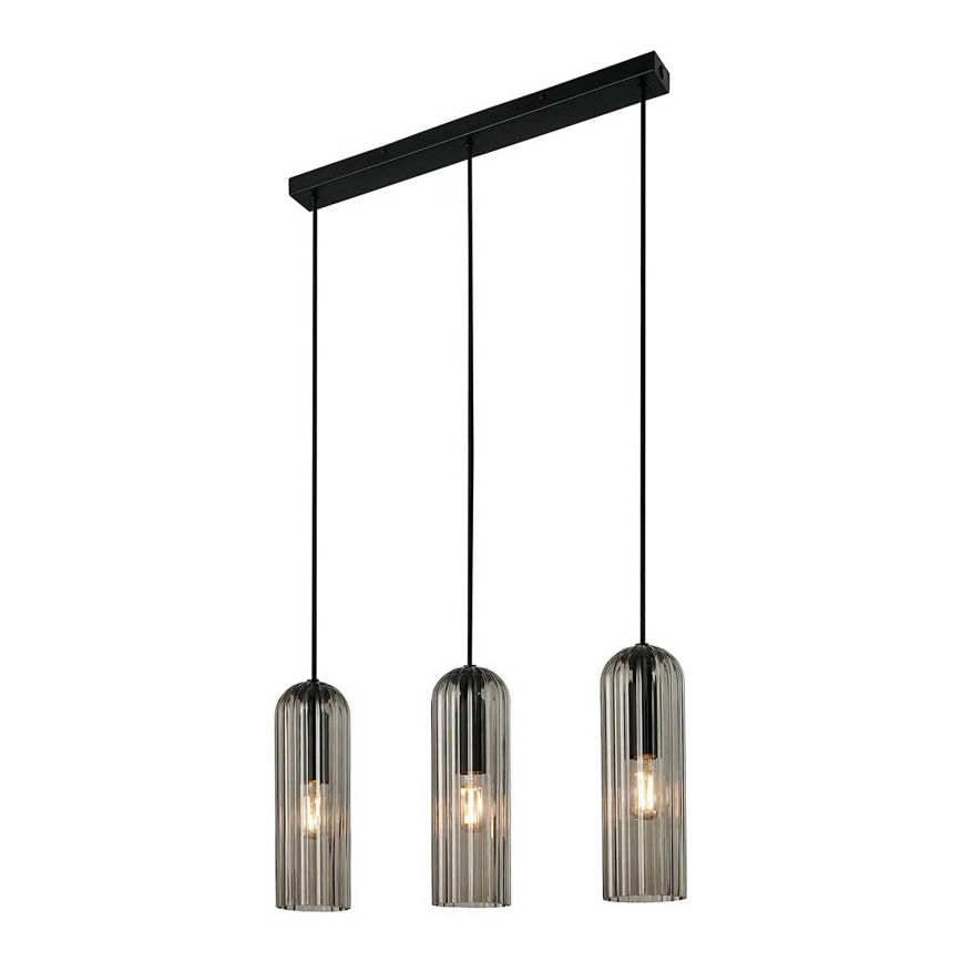 Nordlux - Люстра на тросе MIELLA 3xE27/25W/230V черная/дымчатая