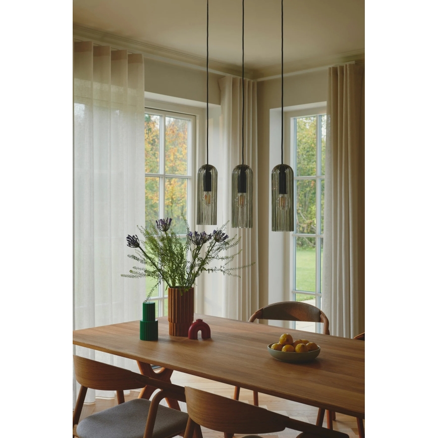 Nordlux - Люстра на тросе MIELLA 3xE27/25W/230V черная/дымчатая