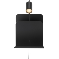 Nordlux - Настенный точечный светильник с полкой и USB ROOMI 1xGU10/8W/230V черный