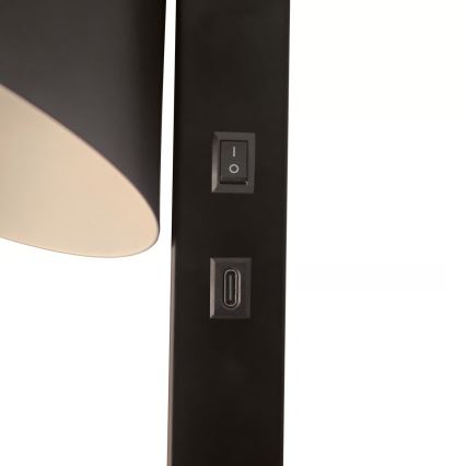 Nordlux - Настінний світильник із USB WILMER 1xE14/40W/230V чорний