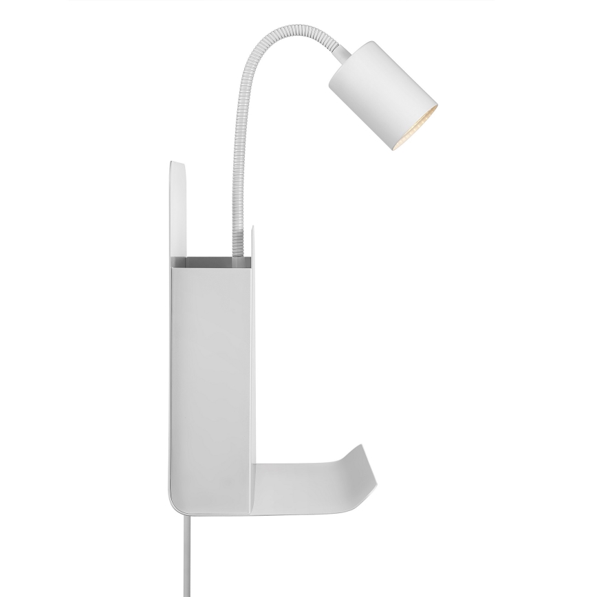 Nordlux - Настінний точковий світильник з поличкою і USB ROOMI 1xGU10/8W/230V білий