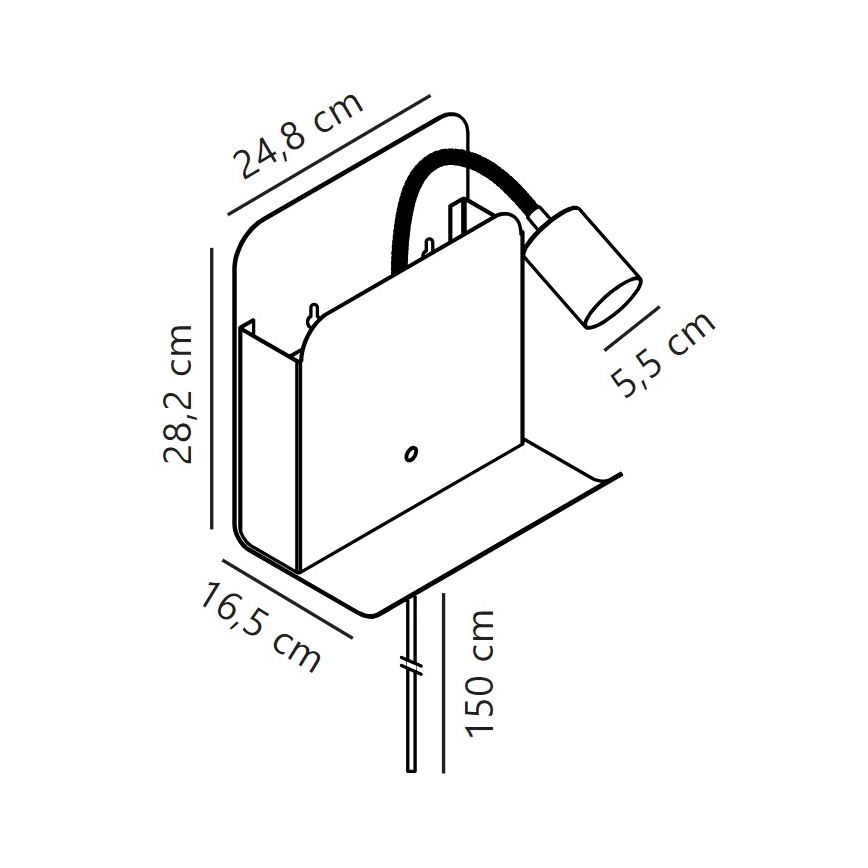 Nordlux - Настінний точковий світильник з поличкою і USB ROOMI 1xGU10/8W/230V білий