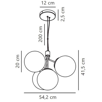 Nordlux - Підвісна люстра IVONA 4xE27/28W/230V чорний