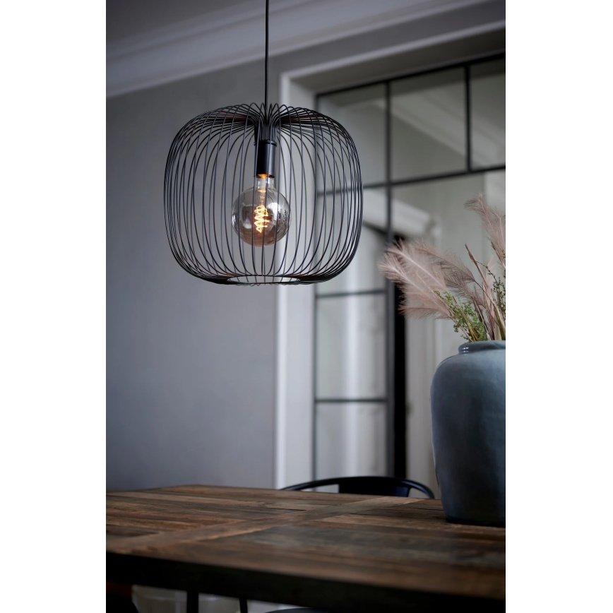 Nordlux - Підвісна люстра на тросі BERONI 1xE27/60W/230V чорна діаметр 40 см