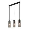 Nordlux - Підвісна люстра на тросі MIELLA 3xE27/25W/230V чорна/димчаста