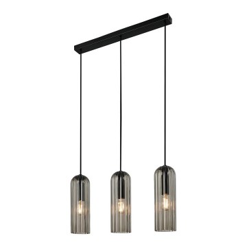 Nordlux - Підвісна люстра на тросі MIELLA 3xE27/25W/230V чорна/димчаста