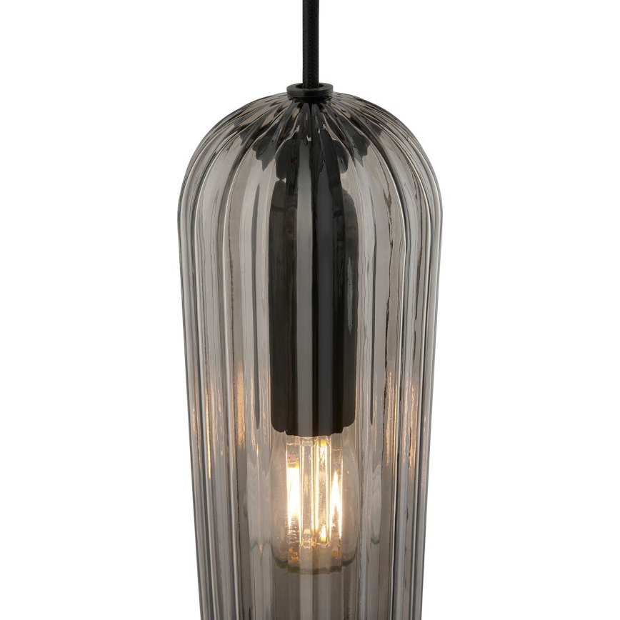 Nordlux - Підвісна люстра на тросі MIELLA 3xE27/25W/230V чорна/димчаста