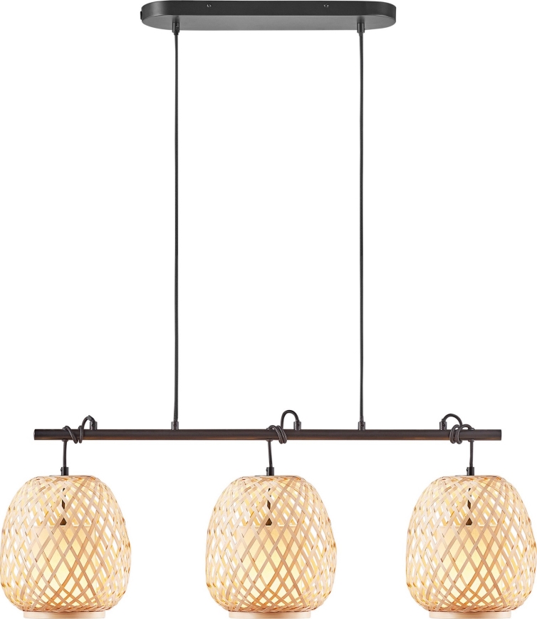 Nordlux - Подвесная люстра HISOKA 3xE27/40W/230V черный/бамбук