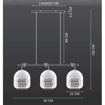 Nordlux - Подвесная люстра HISOKA 3xE27/40W/230V черный/бамбук