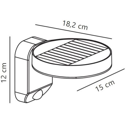 Nordlux - Светодиодный настенный светильник на солнечной батарее с датчиком RICA LED/5W/3,7V IP44 круглый