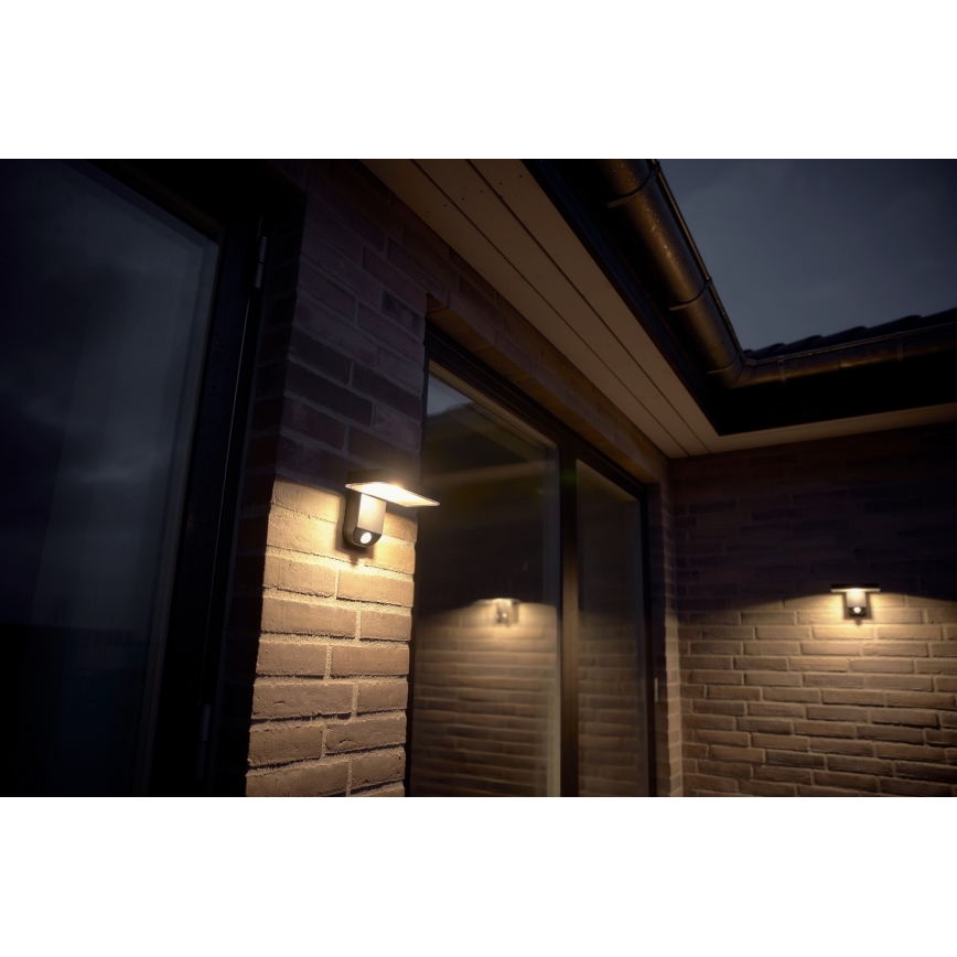 Nordlux - Светодиодный настенный светильник на солнечной батарее с датчиком RICA LED/5W/3,7V IP44 угловой