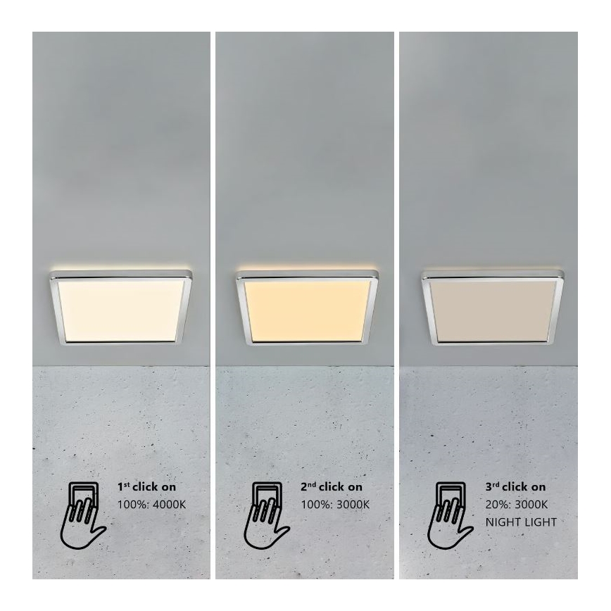 Nordlux - регульований LED стельовий світильник для ванної кімнати OJA LED/14,5W/230V 3000/4000K IP54 30x30 см