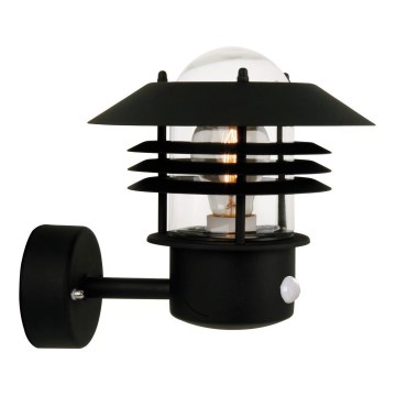Nordlux - Уличный настенный светильник с датчиком VEJERS 1xE27/60W/230V IP54 черный
