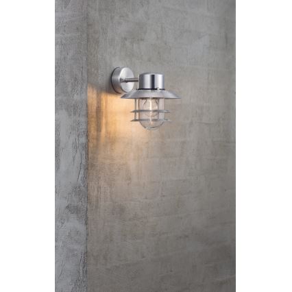 Nordlux - Уличный настенный светильник BLOKHUS 1xE27/60W/230V IP54 серебристый