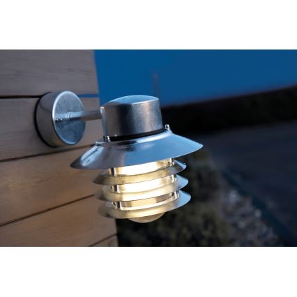 Nordlux - Уличный настенный светильник VEJERS 1xE27/60W/230V IP54 серебристый