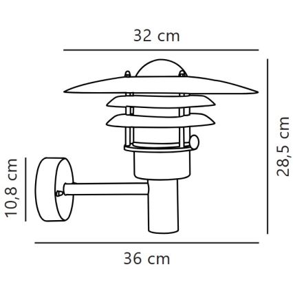 Nordlux - Вуличний настінний світильник LONSTRUP 1xE27/60W/230V IP44 срібний
