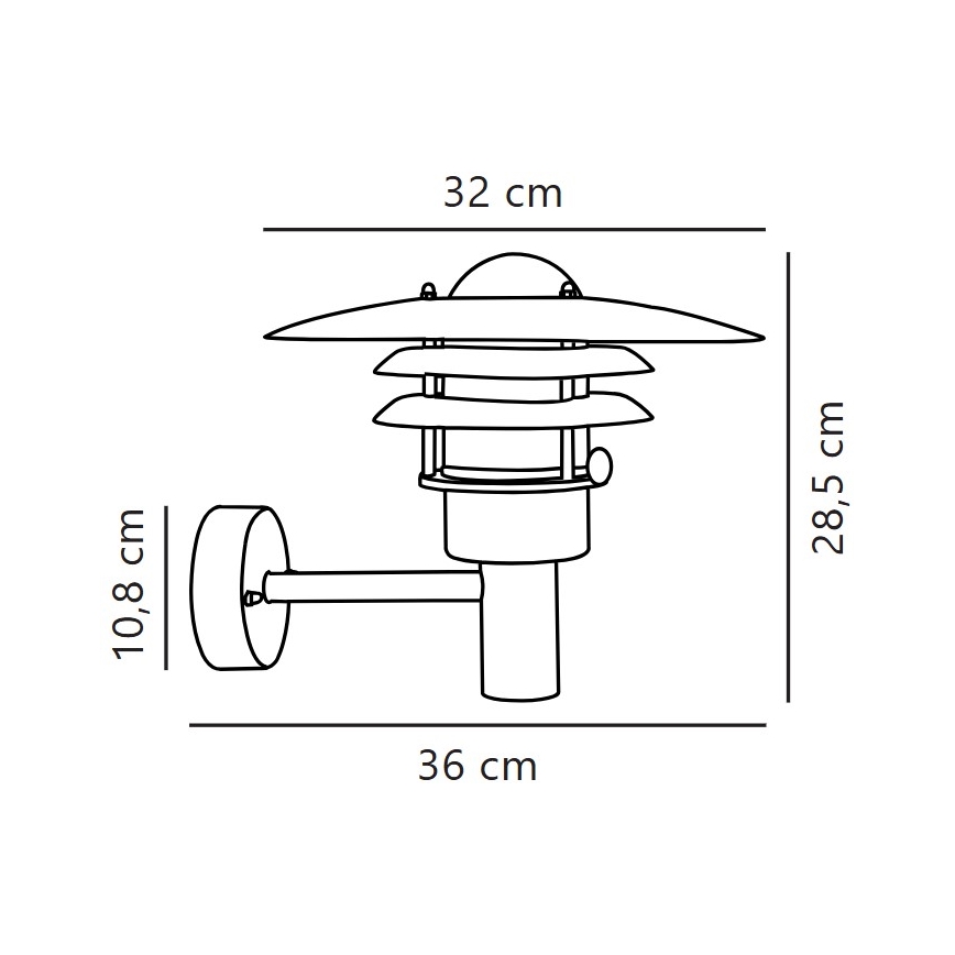 Nordlux - Вуличний настінний світильник LONSTRUP 1xE27/60W/230V IP44 срібний