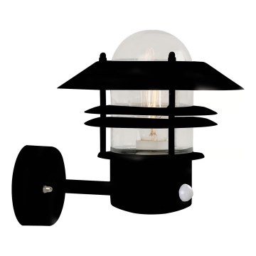 Nordlux - Вуличний настінний світильник з датчиком BLOKHUS 1xE27/60W/230V IP54 чорний