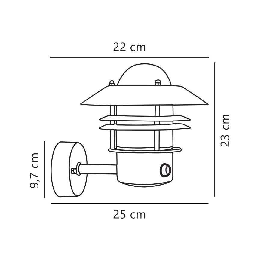 Nordlux - Вуличний настінний світильник з датчиком BLOKHUS 1xE27/60W/230V IP54 чорний