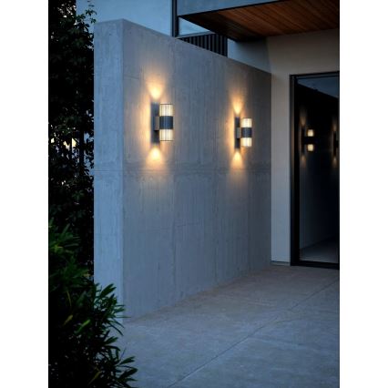 Nordlux - Вуличний настінний світильник ALUDRA 2xE27/15W/230V IP54 антрацит