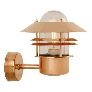 Nordlux - Вуличний настінний світильник BLOKHUS 1xE27/60W/230V IP54 мідний