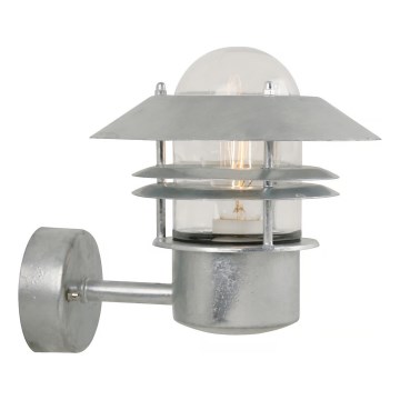 Nordlux - Вуличний настінний світильник BLOKHUS 1xE27/60W/230V IP54 срібний