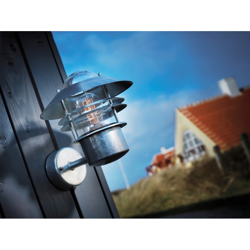 Nordlux - Вуличний настінний світильник BLOKHUS 1xE27/60W/230V IP54 срібний