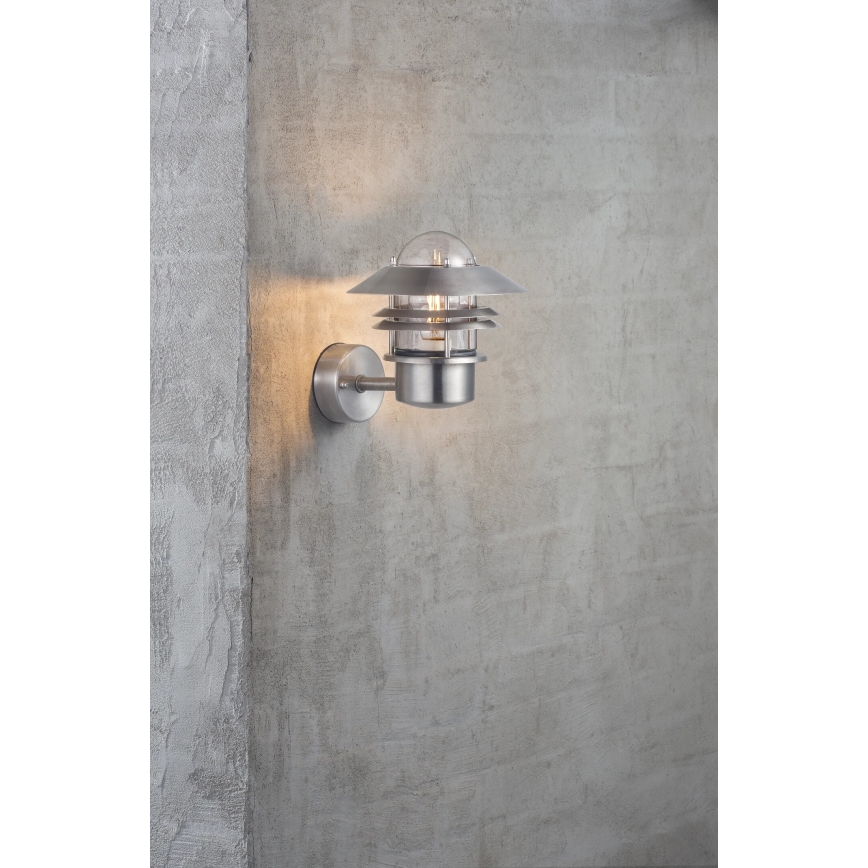 Nordlux - Вуличний настінний світильник BLOKHUS 1xE27/60W/230V IP54 срібний