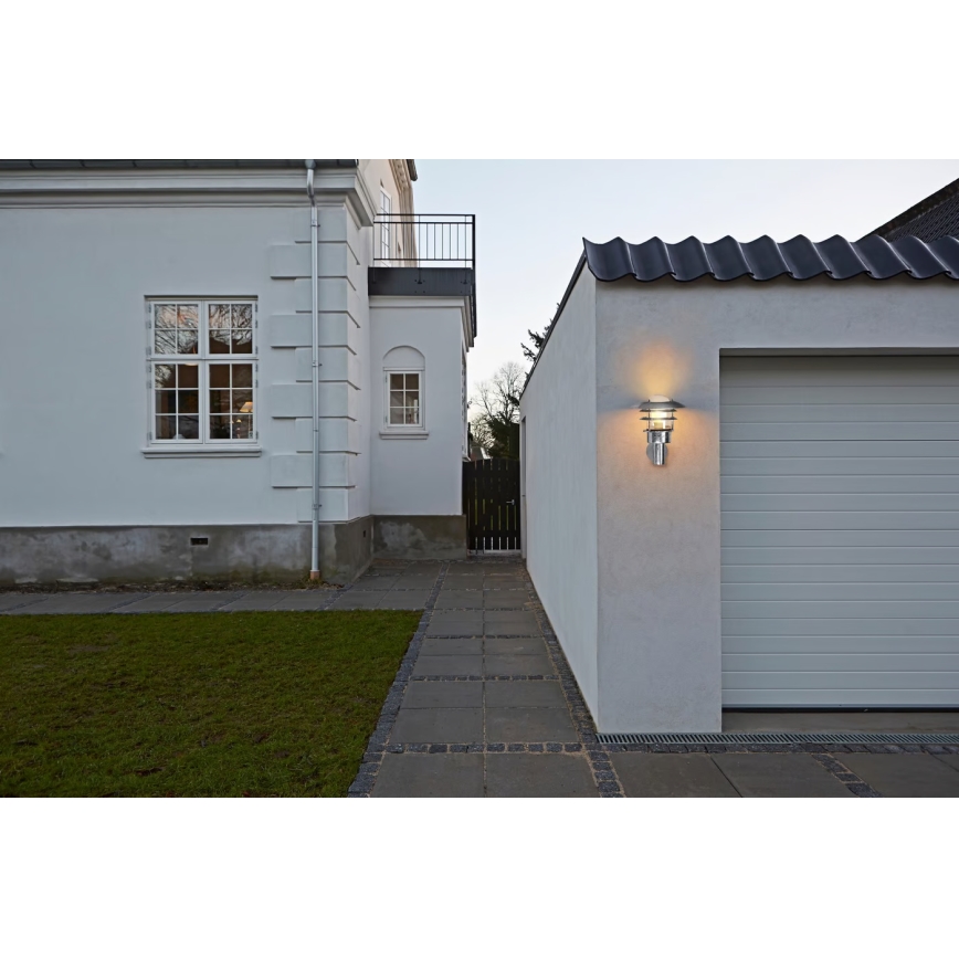 Nordlux - Вуличний настінний світильник LONSTRUP 1xE27/60W/230V IP44 срібний